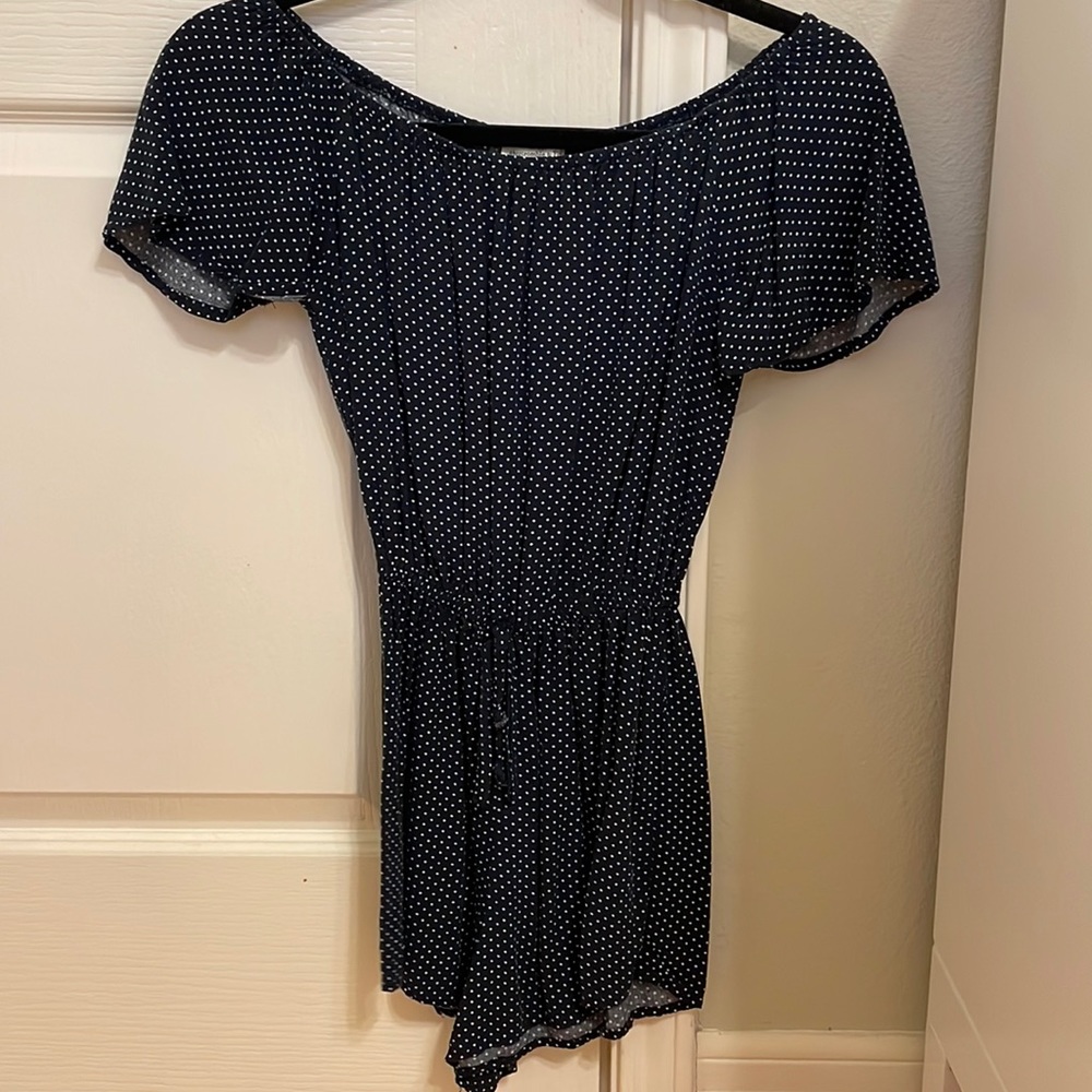 Abercrombie & Fitch blue and white polka dot romper